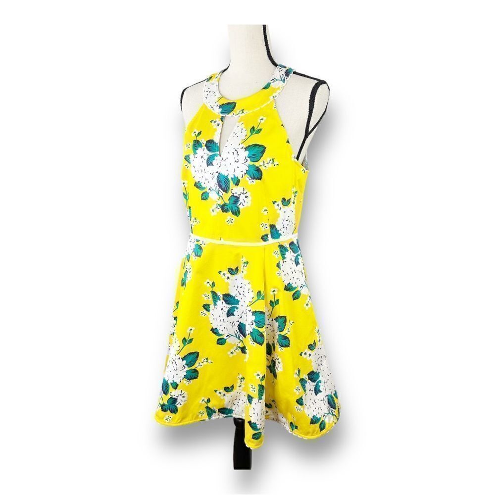 Draper James Lemon‎ Yellow Hydrangea Row Payton Cotton Sun Dress Size 10 - Picture 3 of 16